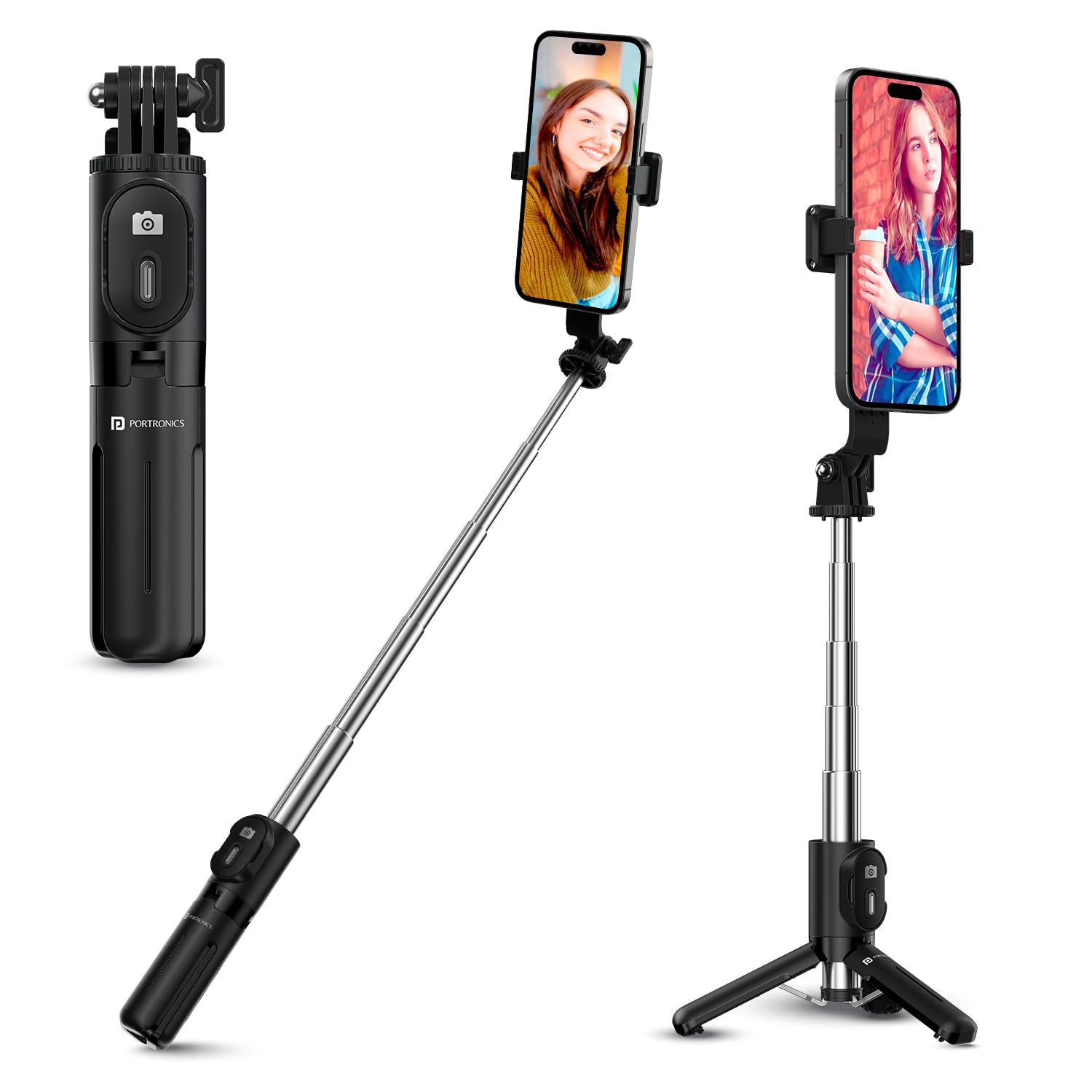 Portronics Lumistick Mini Extendable Multifunctional 3-in-1 Selfie Sticks POR 2840