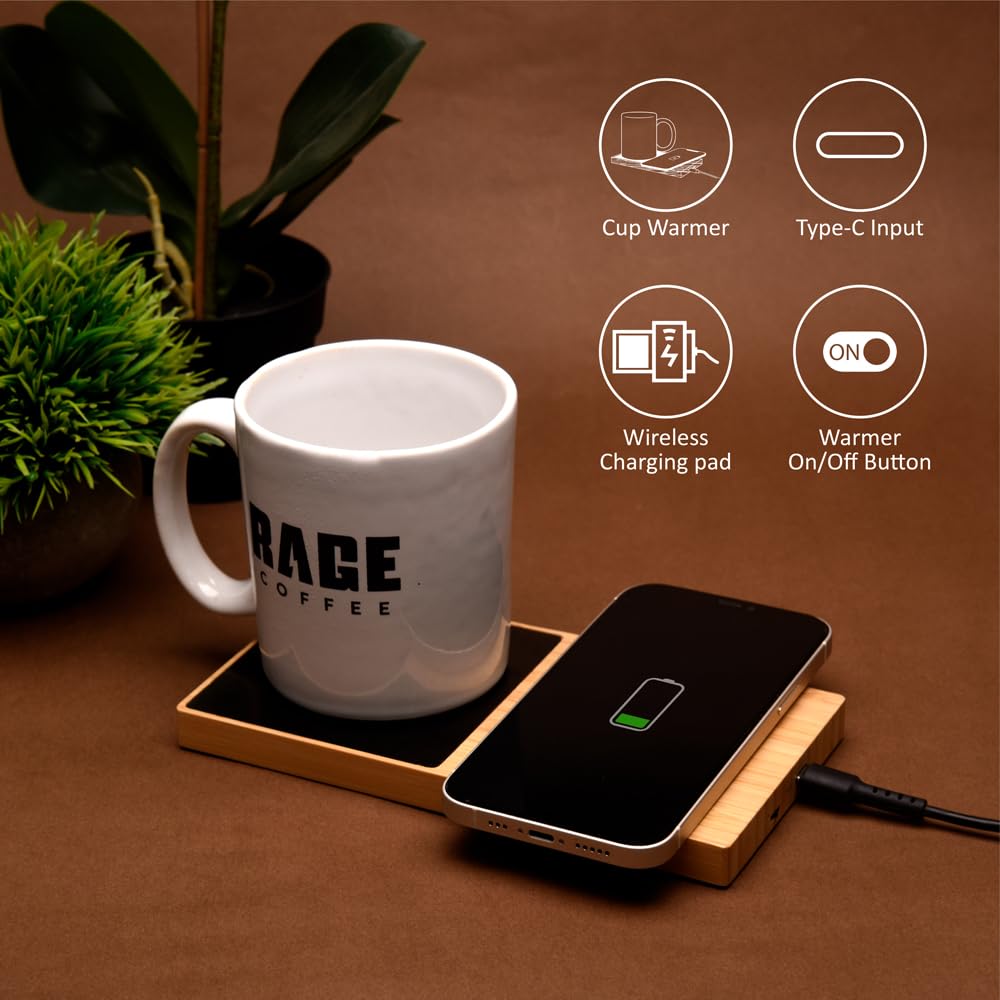 Wangari 15W Willow Bamboo 2-in-1 Multifunctional Wireless Charger